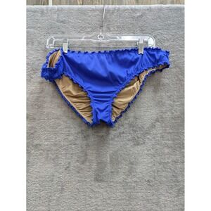 Ruffle‎ Cheeky Bikini Bottoms Women XL Blue Ruched Back Swimwear